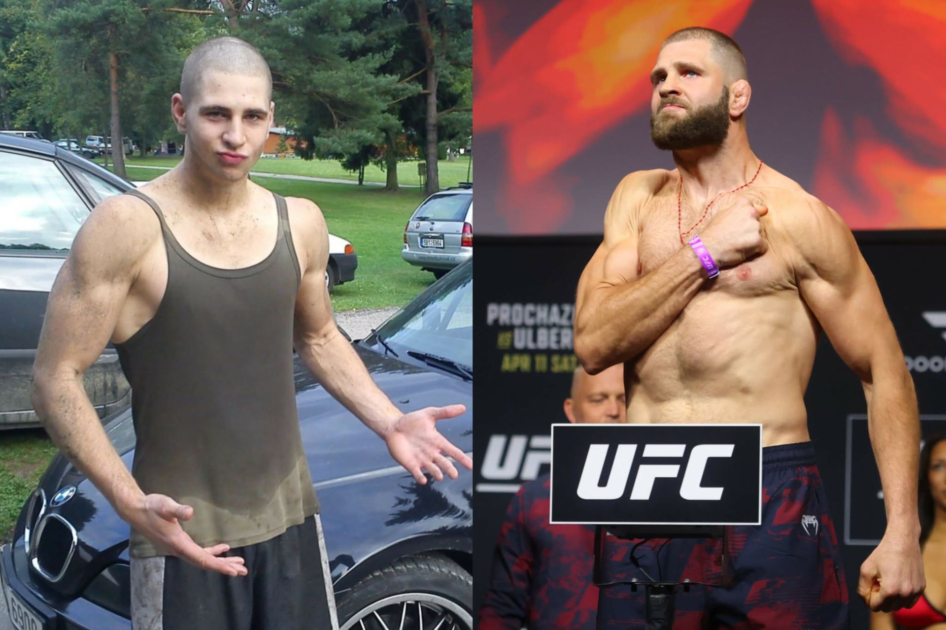 Jiří Procházka za začátku kariéry a nyní v UFC.